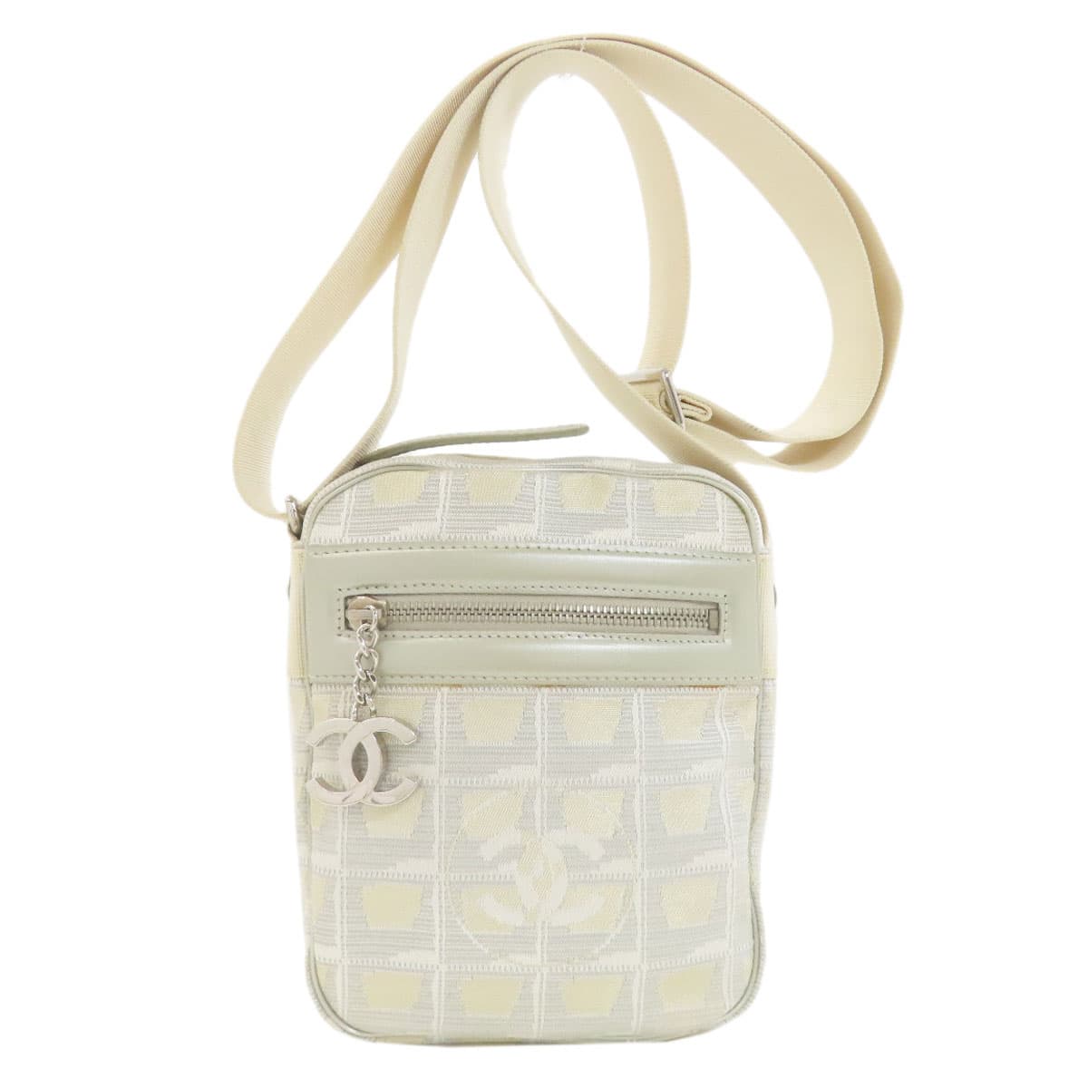 Chanel Neutral Travel Line Shoulder Bag Nylon Jacquard Women's [Used] [CHANEL]