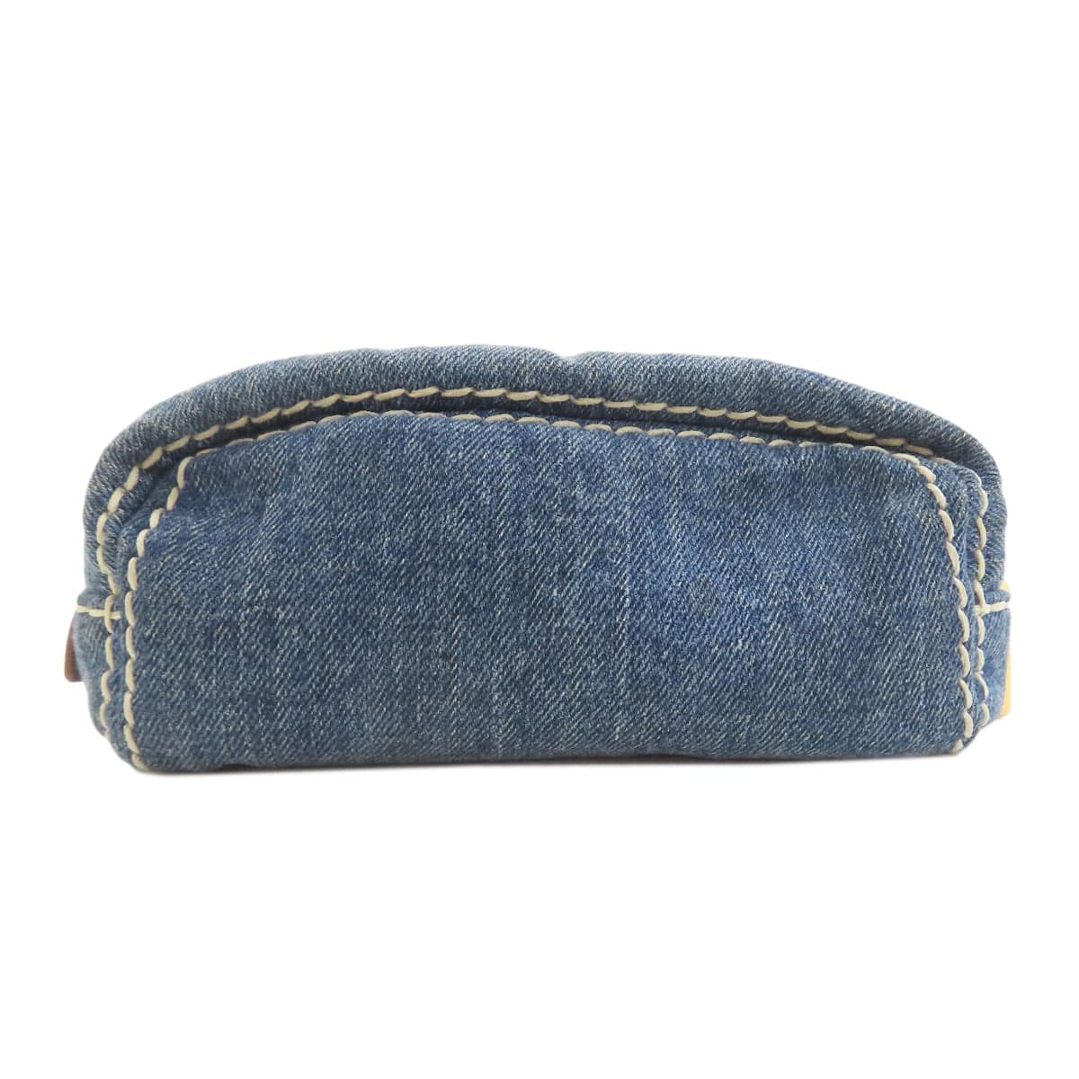 Prada logo metal fittings cosmetic pouch denim women's [used] [PRADA] 2