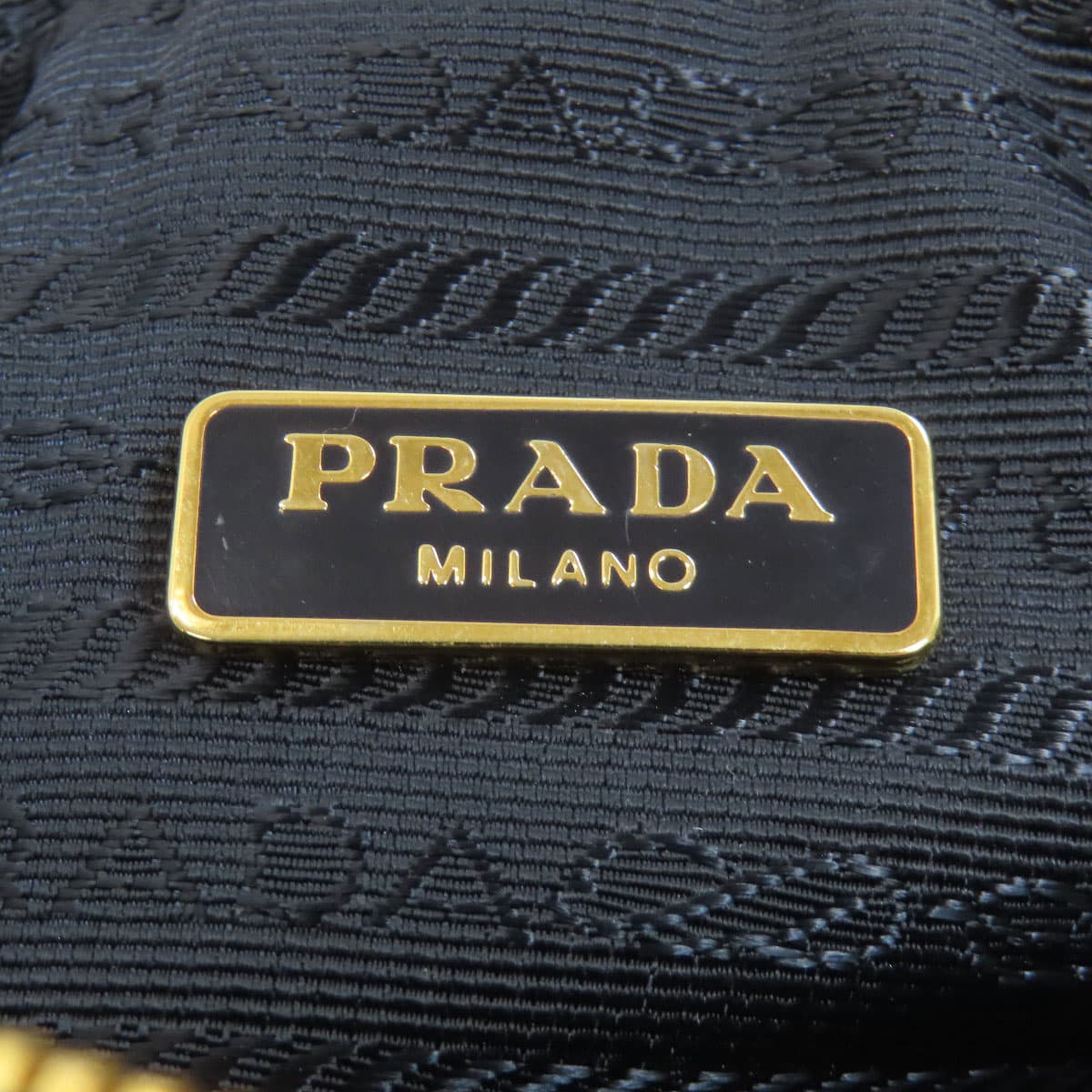 Prada logo metal fittings cosmetic pouch denim women's [used] [PRADA] 6