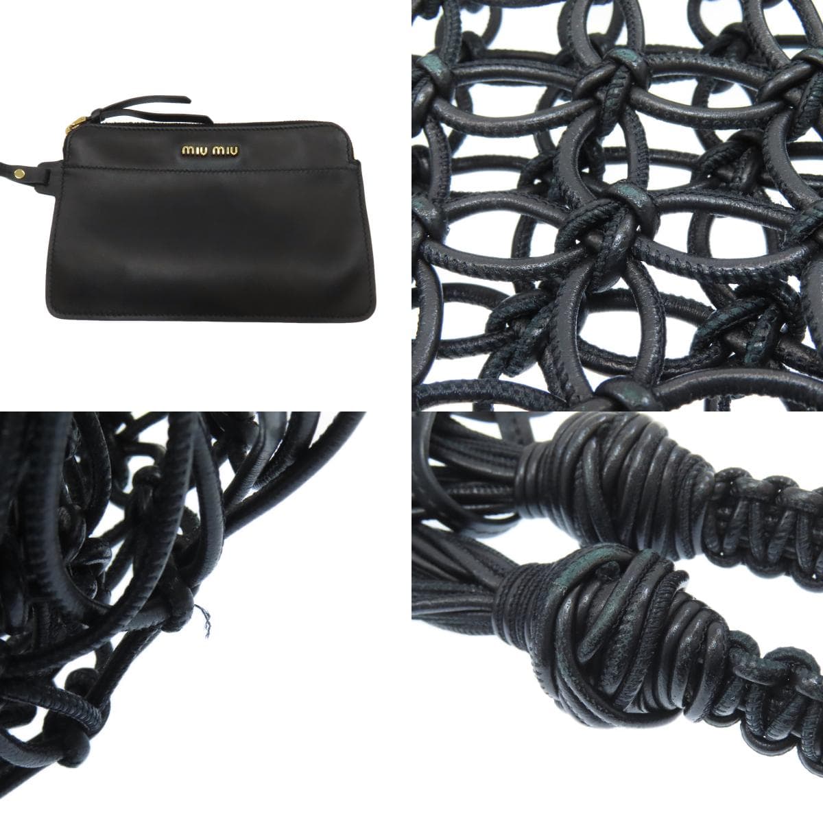 Miu Miu Braided Bag Tote Bag Calf Leather Ladies [Used] [MIUMIU] 7