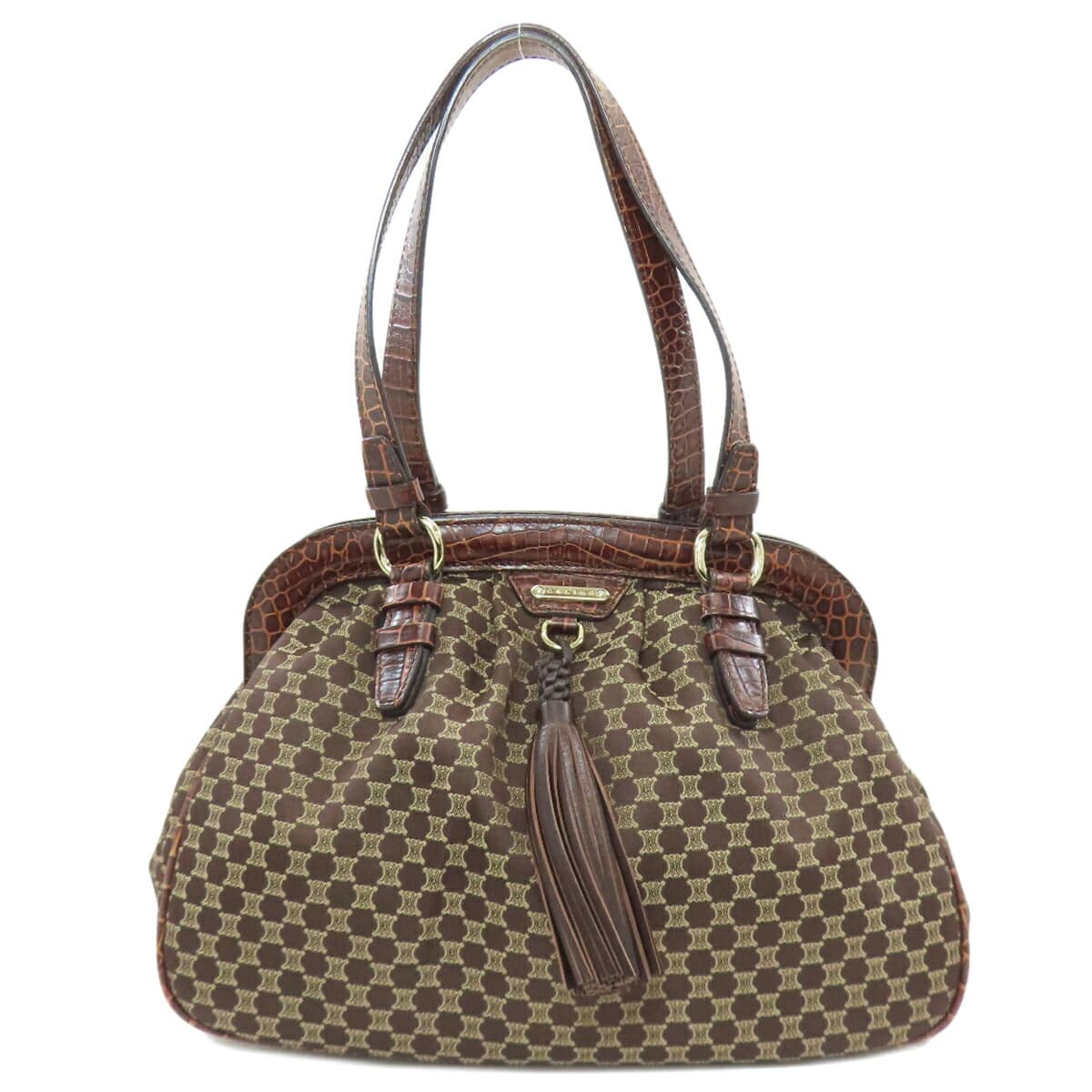 Celine Macadam Pattern Fringe Handbag Canvas Ladies [Used] [CELINE]