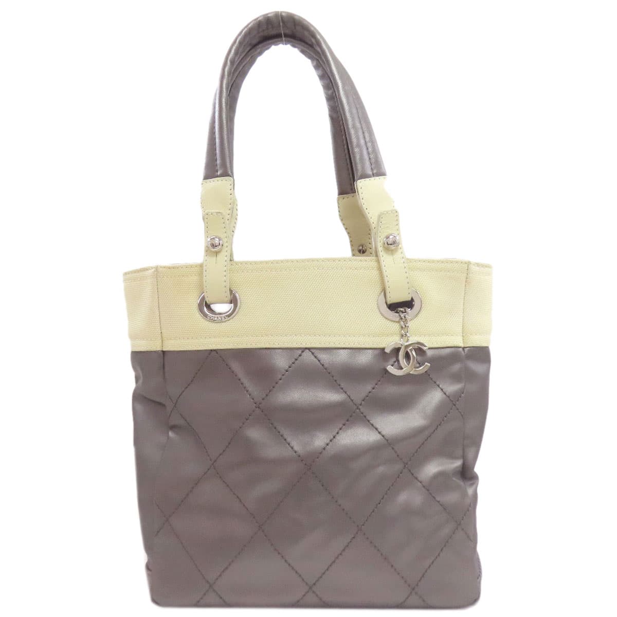 Chanel Paris Biarritz PM Silver Hardware Handbag Calf Leather Ladies [Used] [CHANEL]