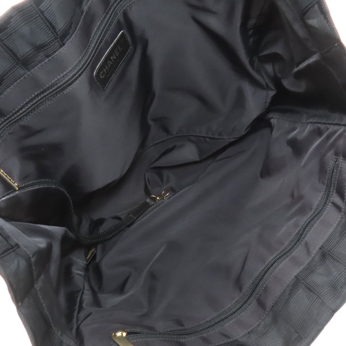 Chanel Neutral Travel Line MM Tote Bag Nylon Jacquard Ladies [Used] [CHANEL] 5