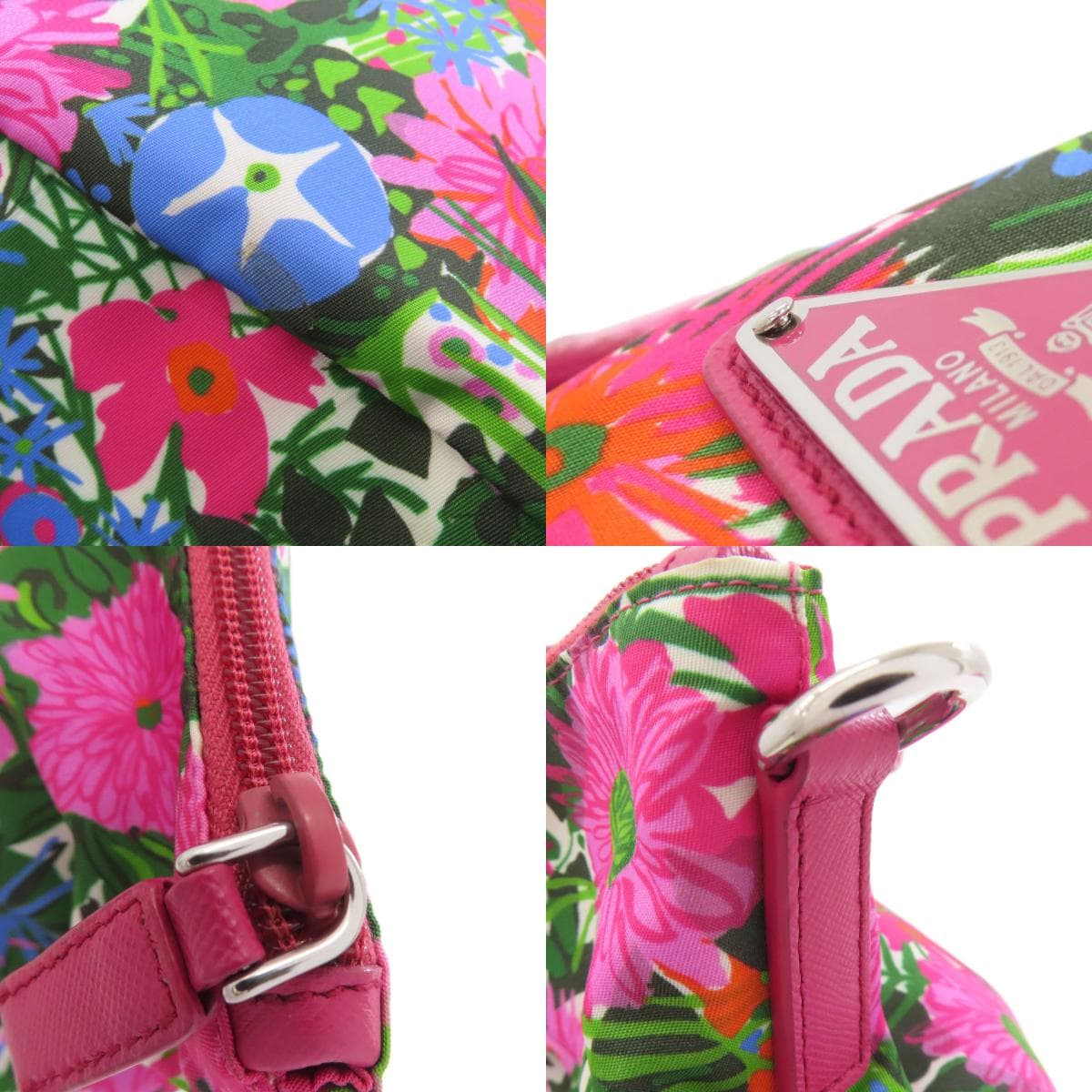 Prada logo metal fittings flower 2WAY tote bag nylon material ladies [Used] [PRADA] 8