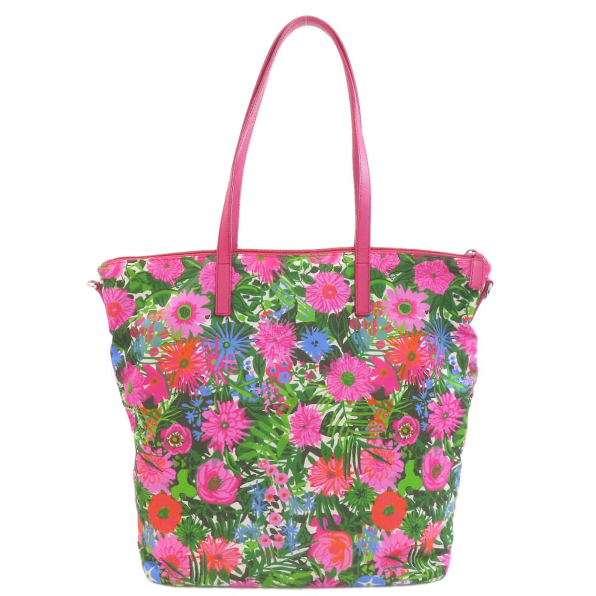 Prada logo metal fittings flower 2WAY tote bag nylon material ladies [Used] [PRADA] 2
