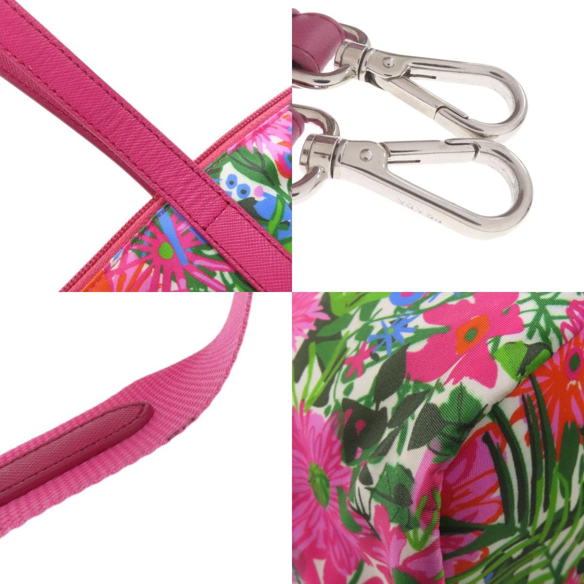 Prada logo metal fittings flower 2WAY tote bag nylon material ladies [Used] [PRADA] 9