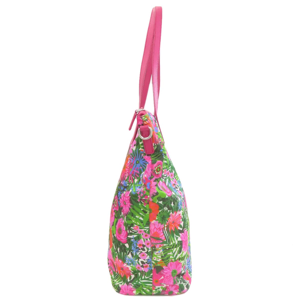 Prada logo metal fittings flower 2WAY tote bag nylon material ladies [Used] [PRADA] 3