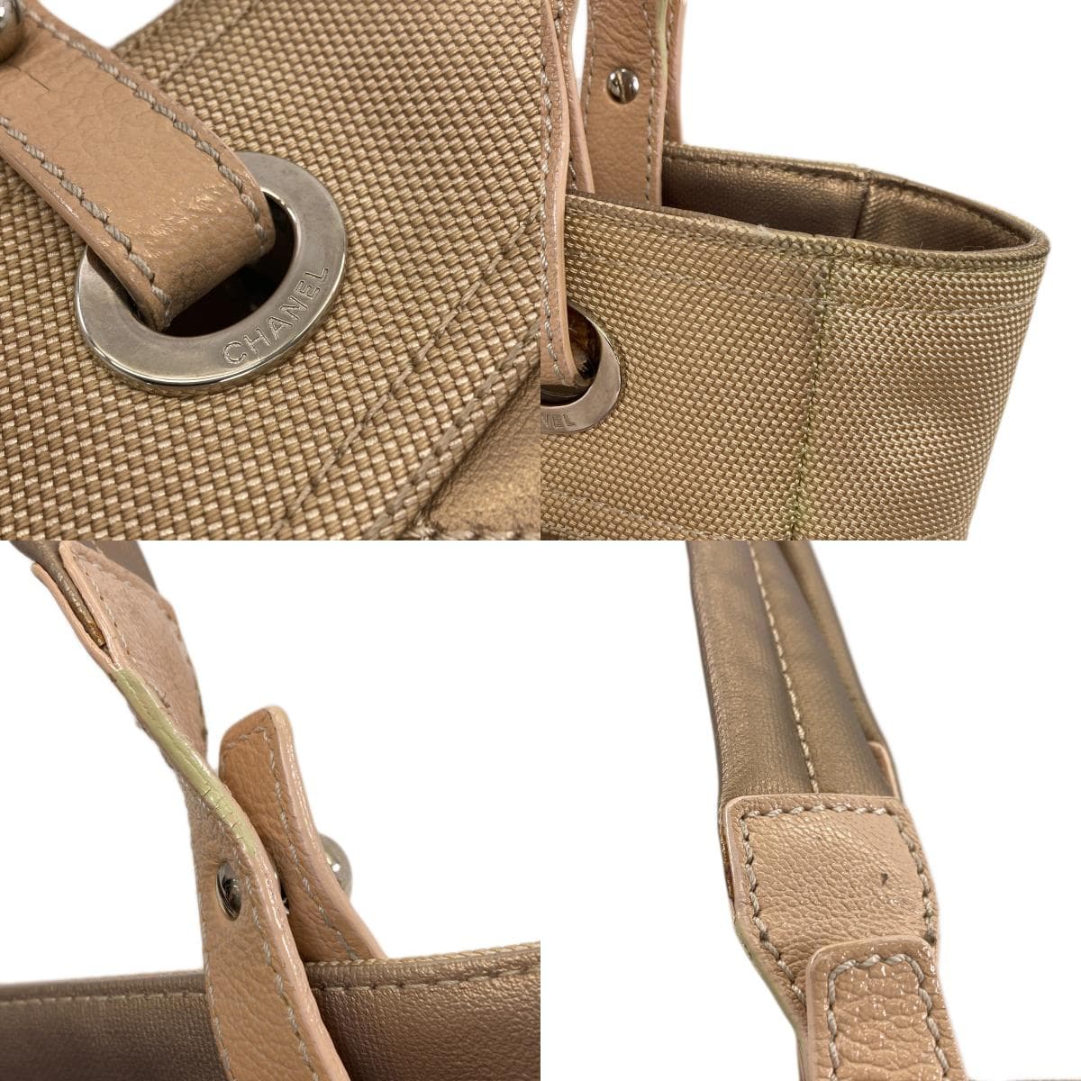 Chanel Paris Biarritz PM Silver Hardware Tote Bag Canvas/Leather Ladies [Used] [CHANEL] 8