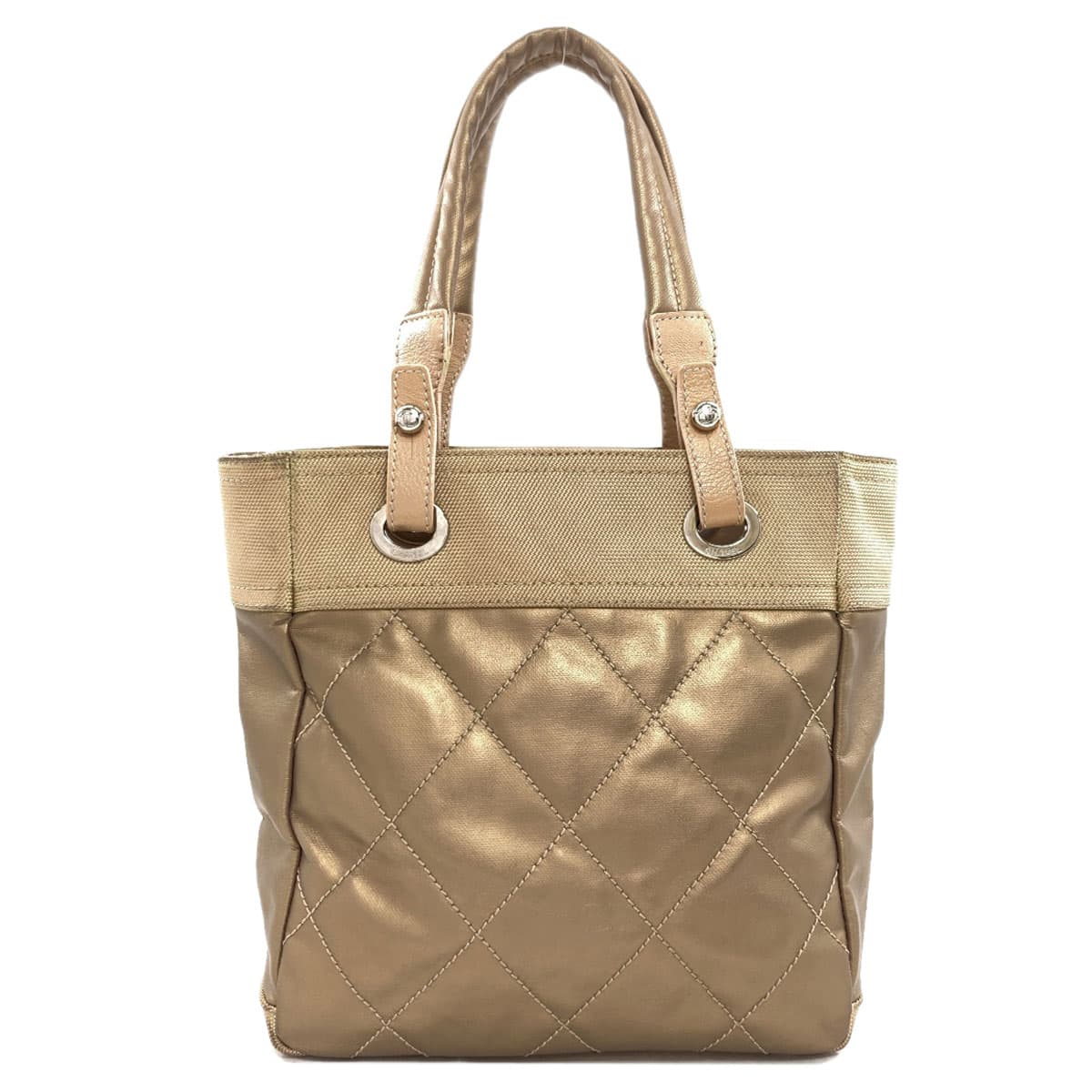 Chanel Paris Biarritz PM Silver Hardware Tote Bag Canvas/Leather Ladies [Used] [CHANEL] 2
