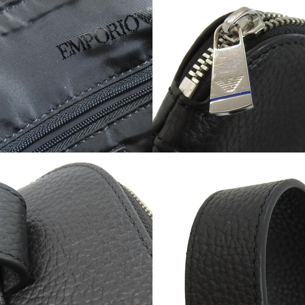 Emporio Armani Logo Shoulder Bag Leather Men's [Used] [Emporio Armani] 9