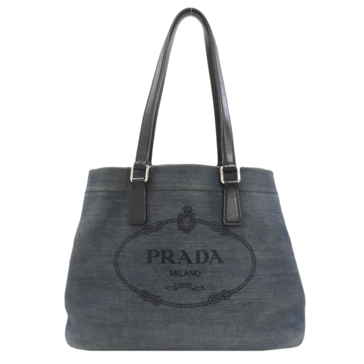 Prada Logo Tote Bag Denim Ladies [Used] [PRADA]