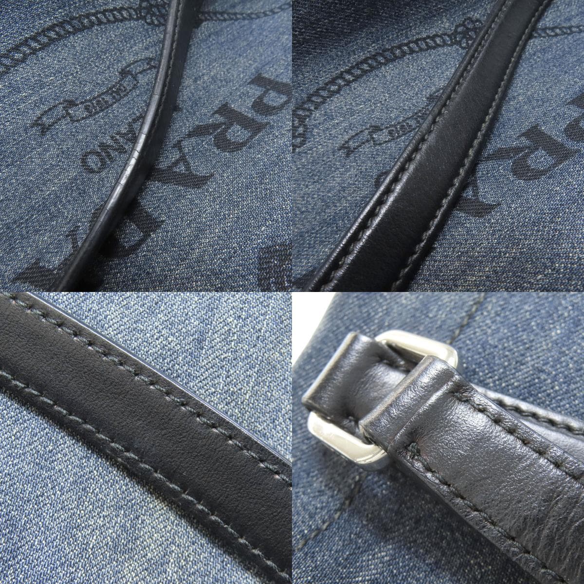 Prada Logo Tote Bag Denim Ladies [Used] [PRADA] 9