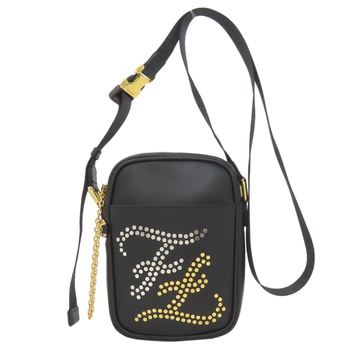 Fendi Calligraphy Studs Shoulder Bag Leather Women's [Used] [FENDI]