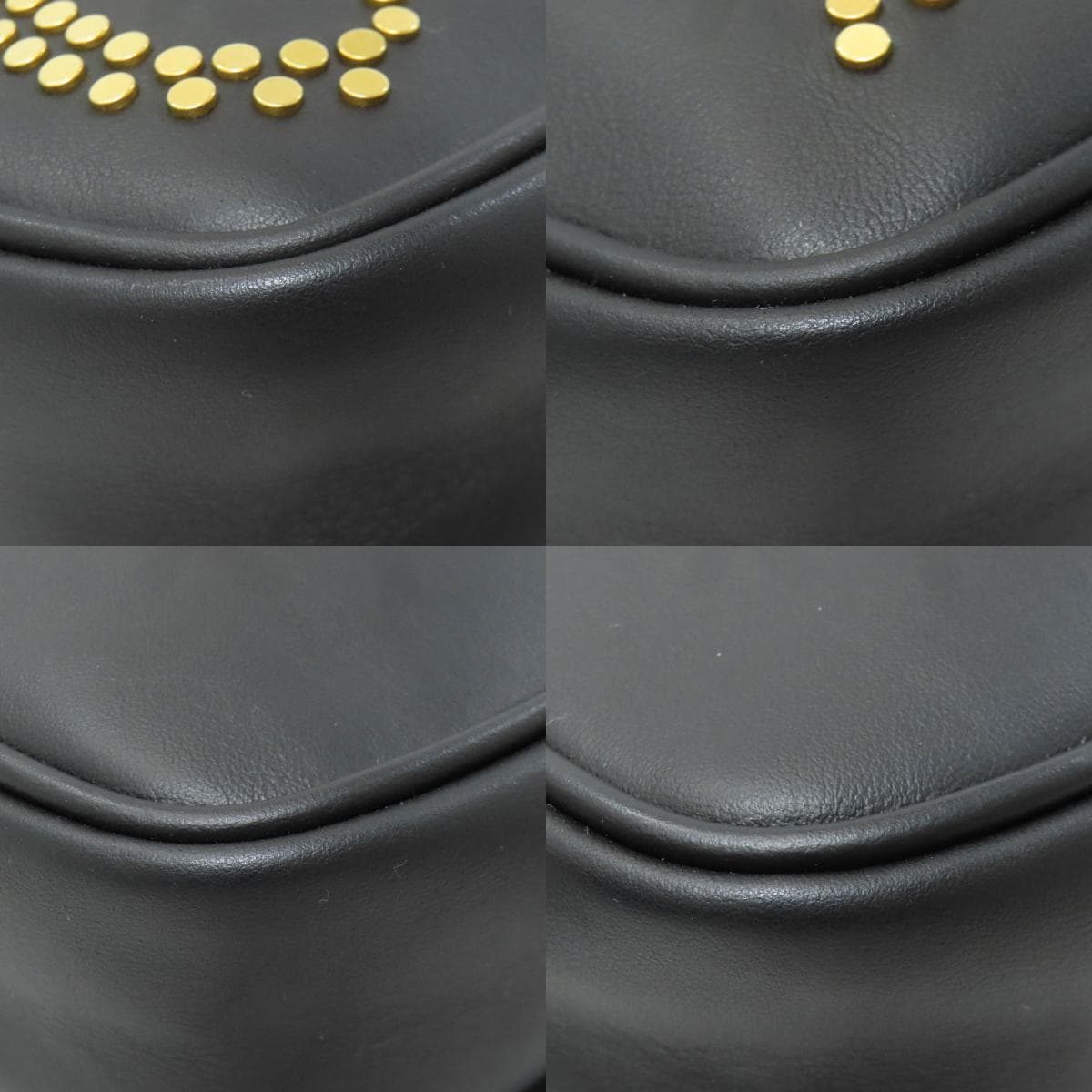 Fendi Calligraphy Studs Shoulder Bag Leather Women's [Used] [FENDI] 10