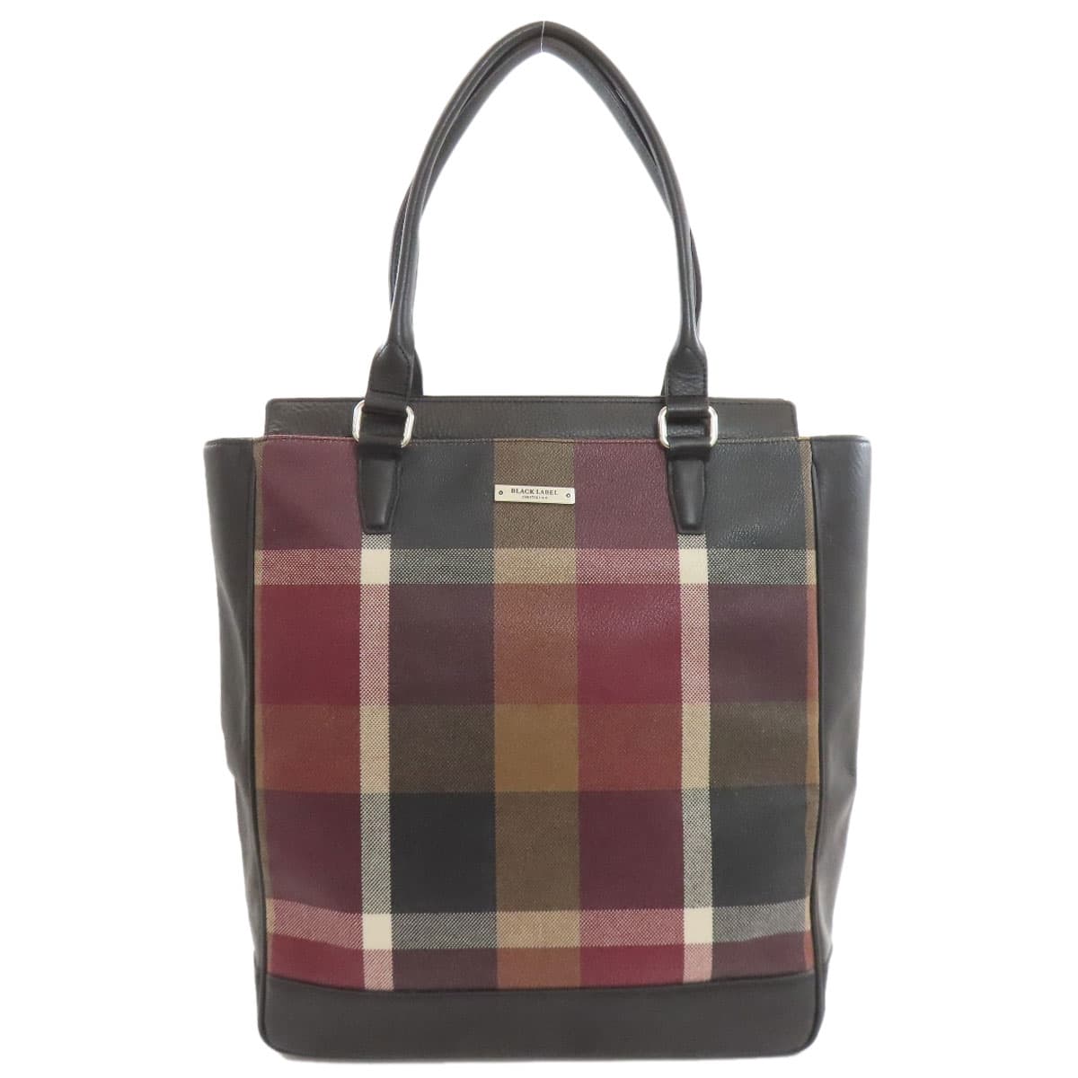 Burberry Check Pattern Tote Bag Leather Ladies [Used] [BURBERRY]
