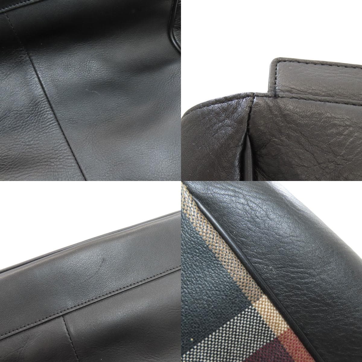 Burberry Check Pattern Tote Bag Leather Ladies [Used] [BURBERRY] 7
