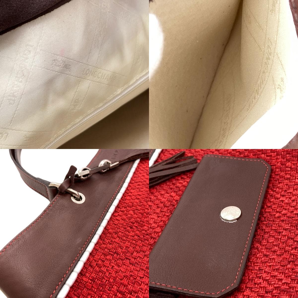 Longchamp Logo Tote Bag Leather/Fabric Material Ladies [Used] [Longchamp] 8