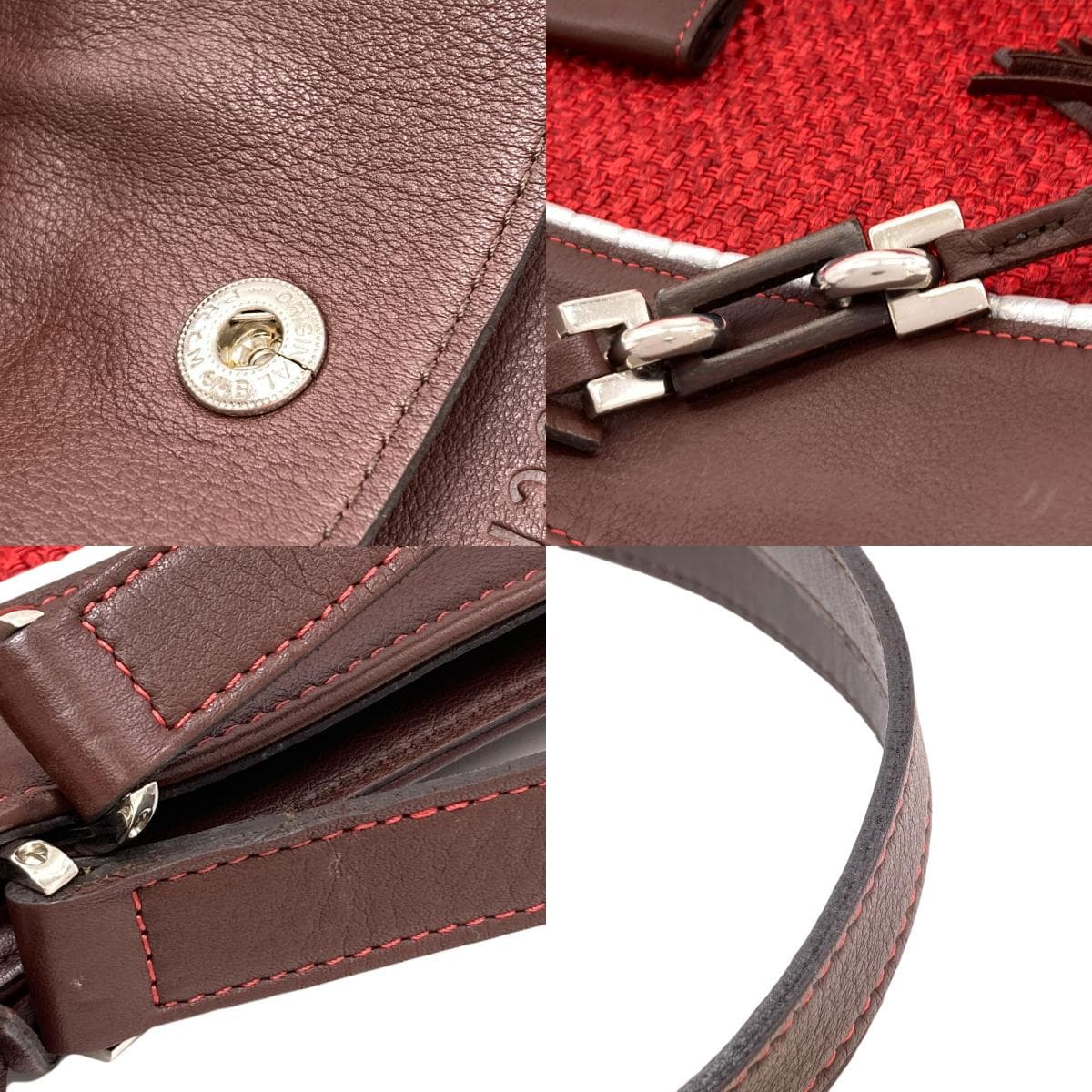 Longchamp Logo Tote Bag Leather/Fabric Material Ladies [Used] [Longchamp] 9