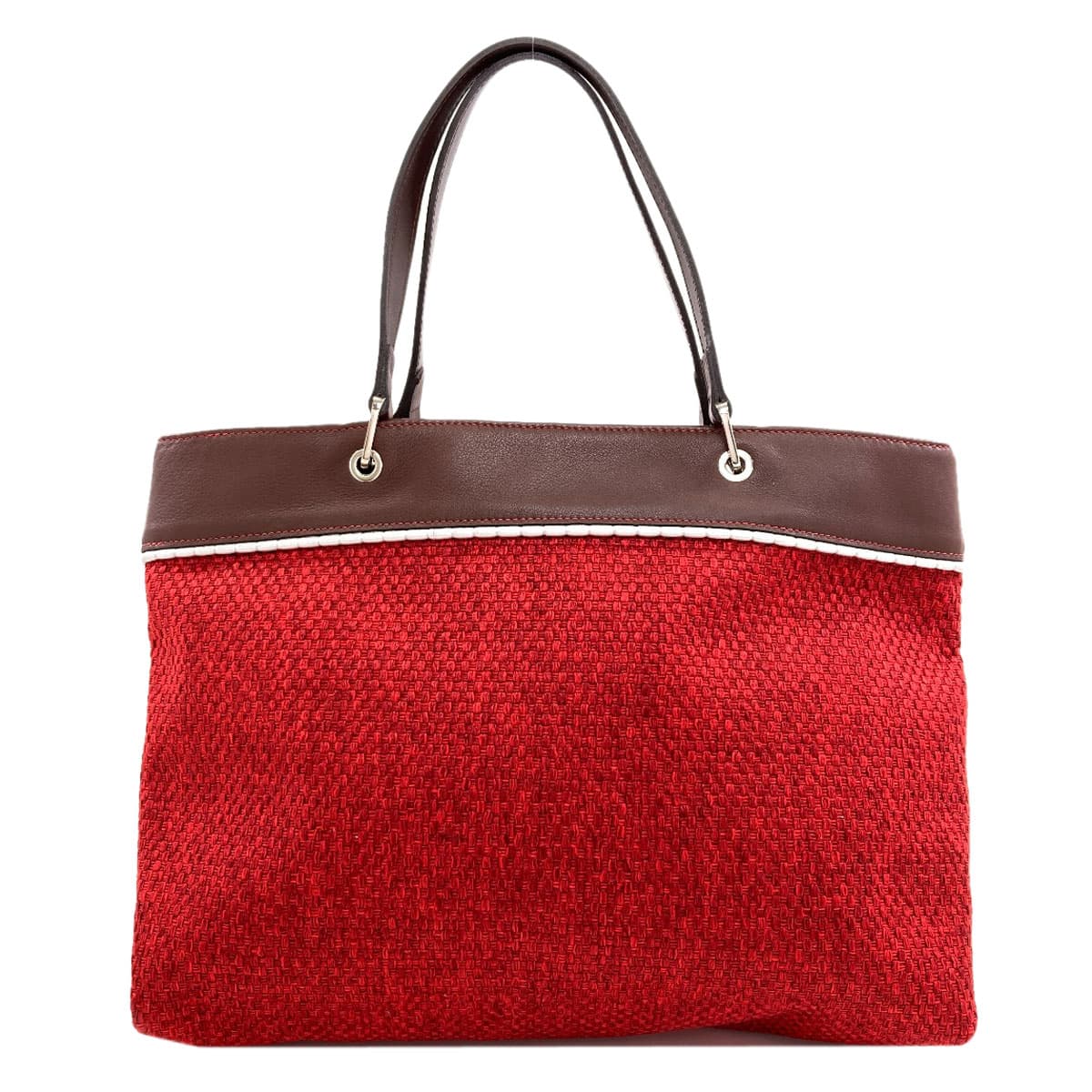 Longchamp Logo Tote Bag Leather/Fabric Material Ladies [Used] [Longchamp] 2