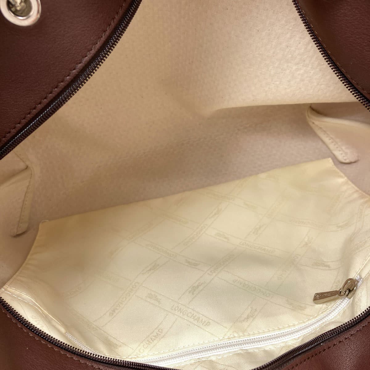 Longchamp Logo Tote Bag Leather/Fabric Material Ladies [Used] [Longchamp] 5