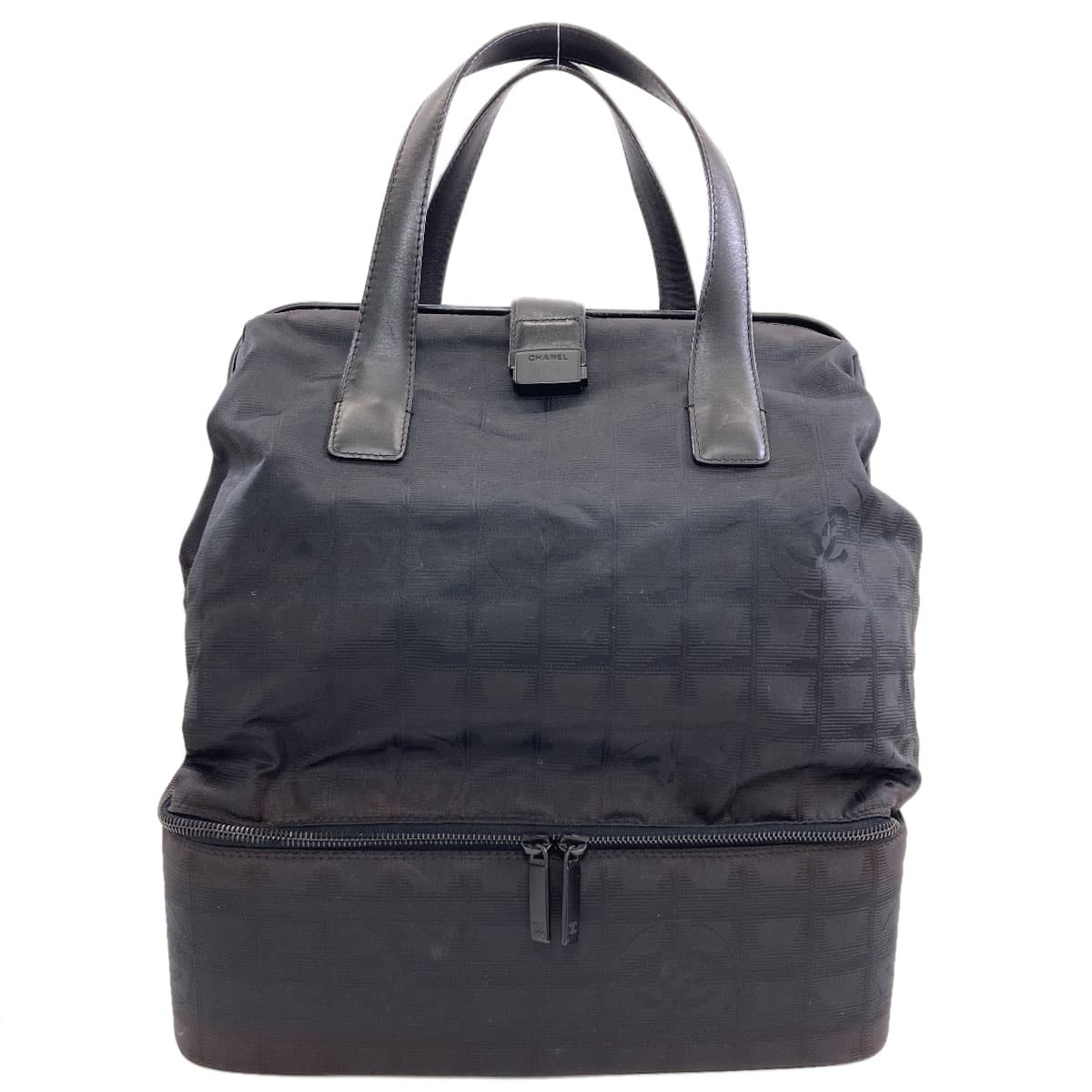 Chanel Neutral Travel Line Tote Bag Nylon Jacquard Ladies [Used] [CHANEL]