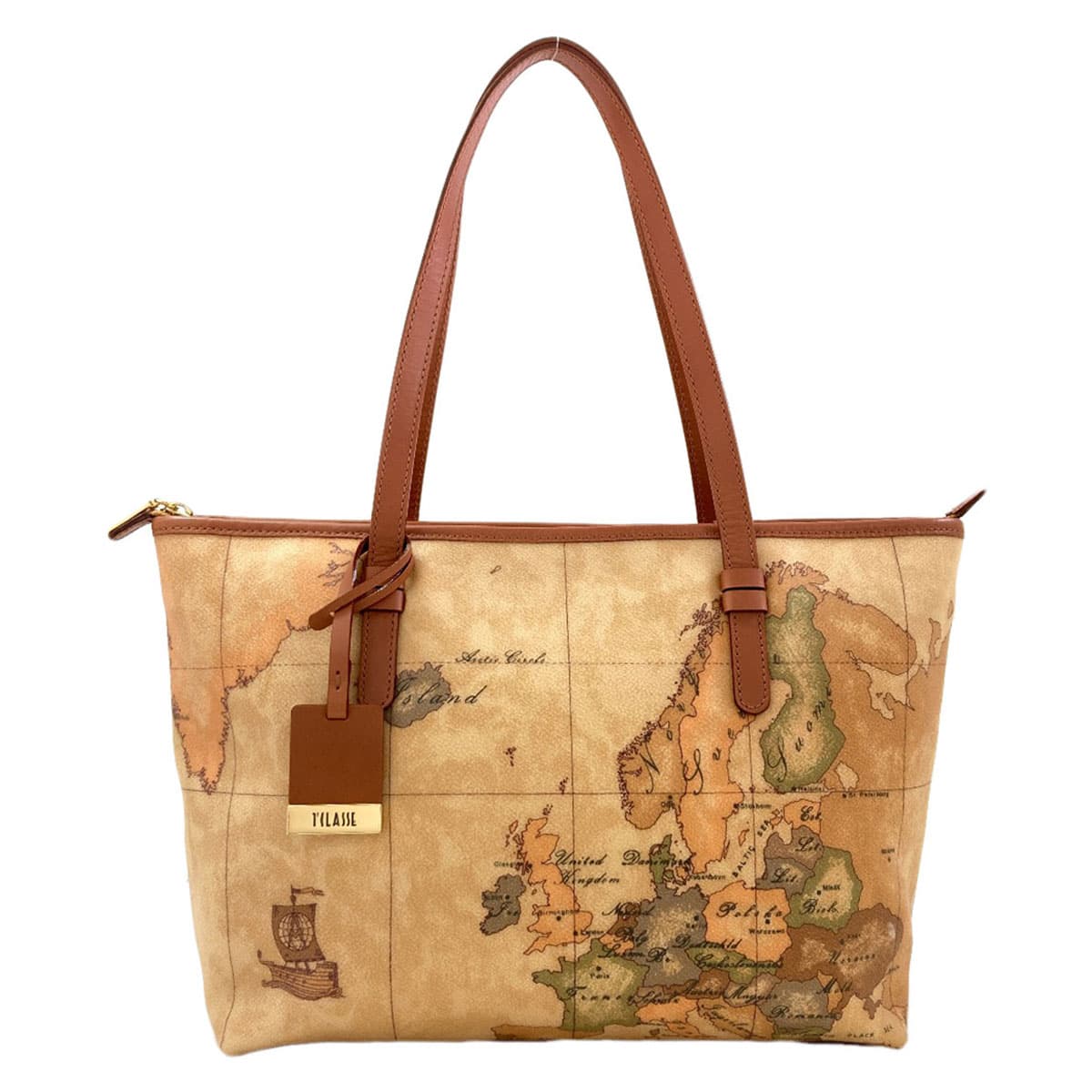 Prima Classe map pattern tote bag PVC for women [Used] [PRIMA CLASSE]