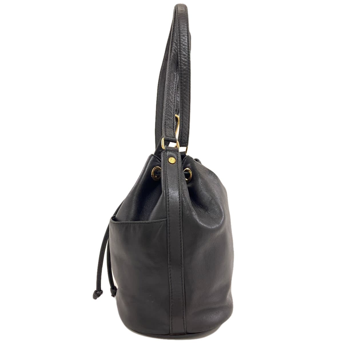 Hunting World Drawstring Logo Shoulder Bag Leather Ladies [Used] [HUNTING WORLD] 3