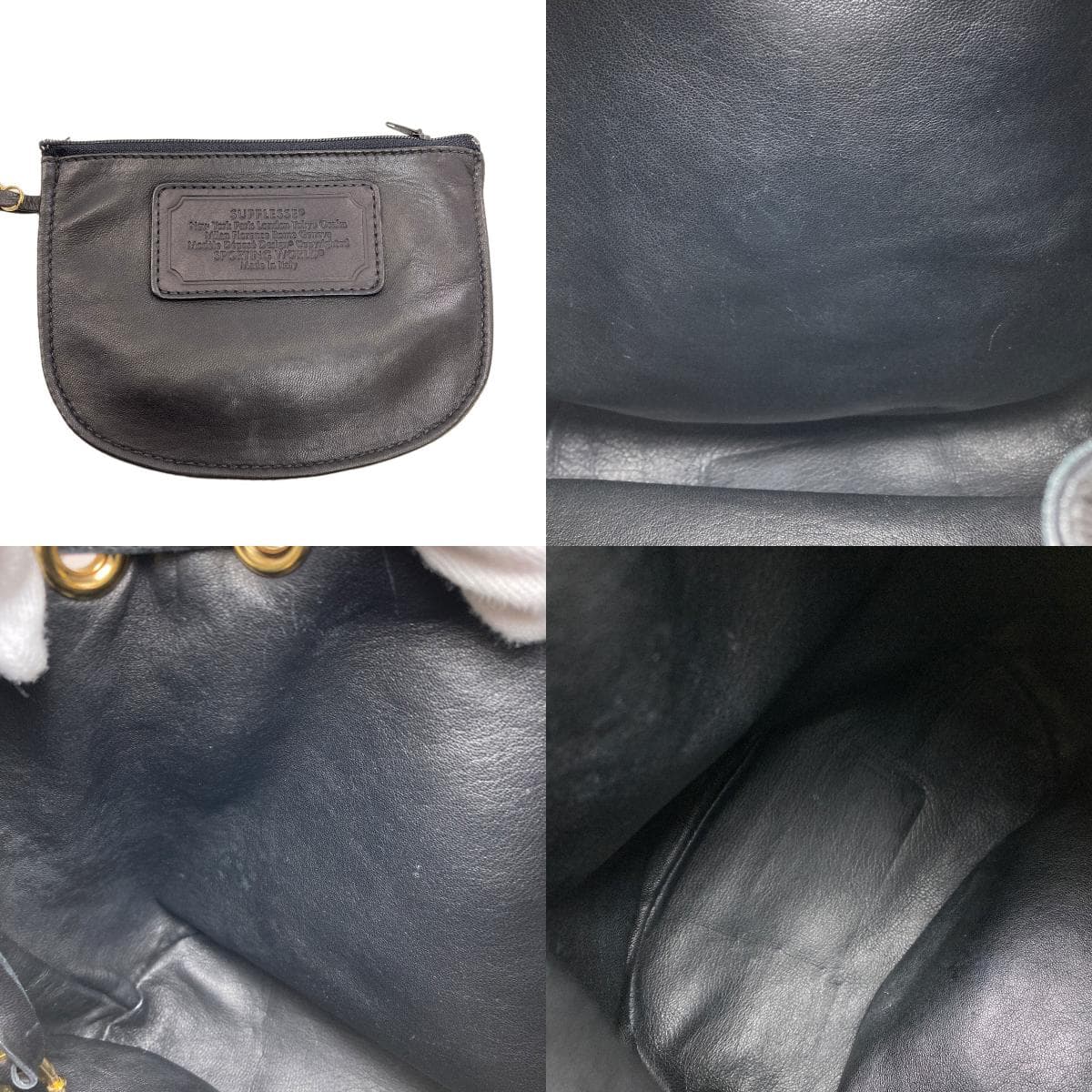 Hunting World Drawstring Logo Shoulder Bag Leather Ladies [Used] [HUNTING WORLD] 6