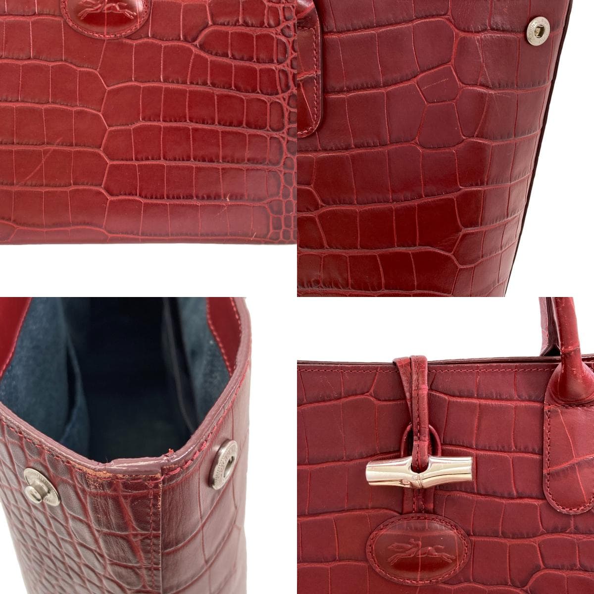 Longchamp Roseau Embossed Tote Bag Leather for Women [Used] [Longchamp] 7