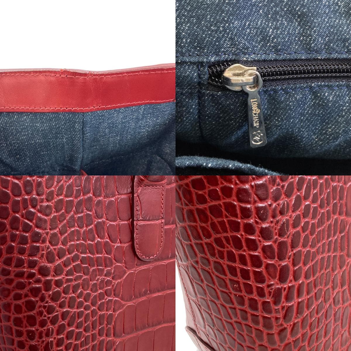 Longchamp Roseau Embossed Tote Bag Leather for Women [Used] [Longchamp] 6