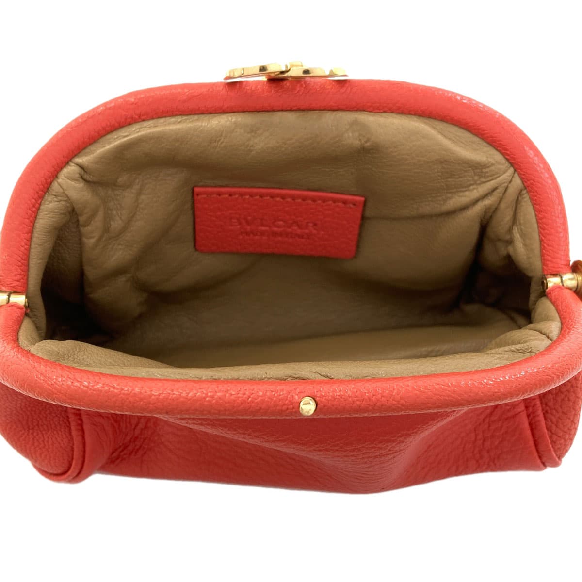 Bulgari clasp accessory pouch leather for women [Used] [BVLGARI] 5