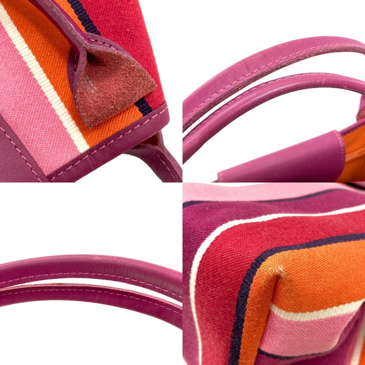 Longchamp Stripe Tote Bag Canvas Ladies [Used] [Longchamp] 9