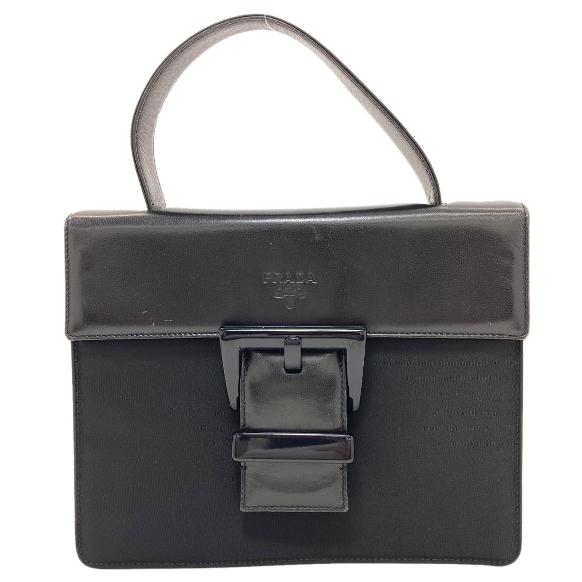 Prada B7128 Belt Motif Handbag Nylon Material/Leather for Women [Used] [PRADA] B7128