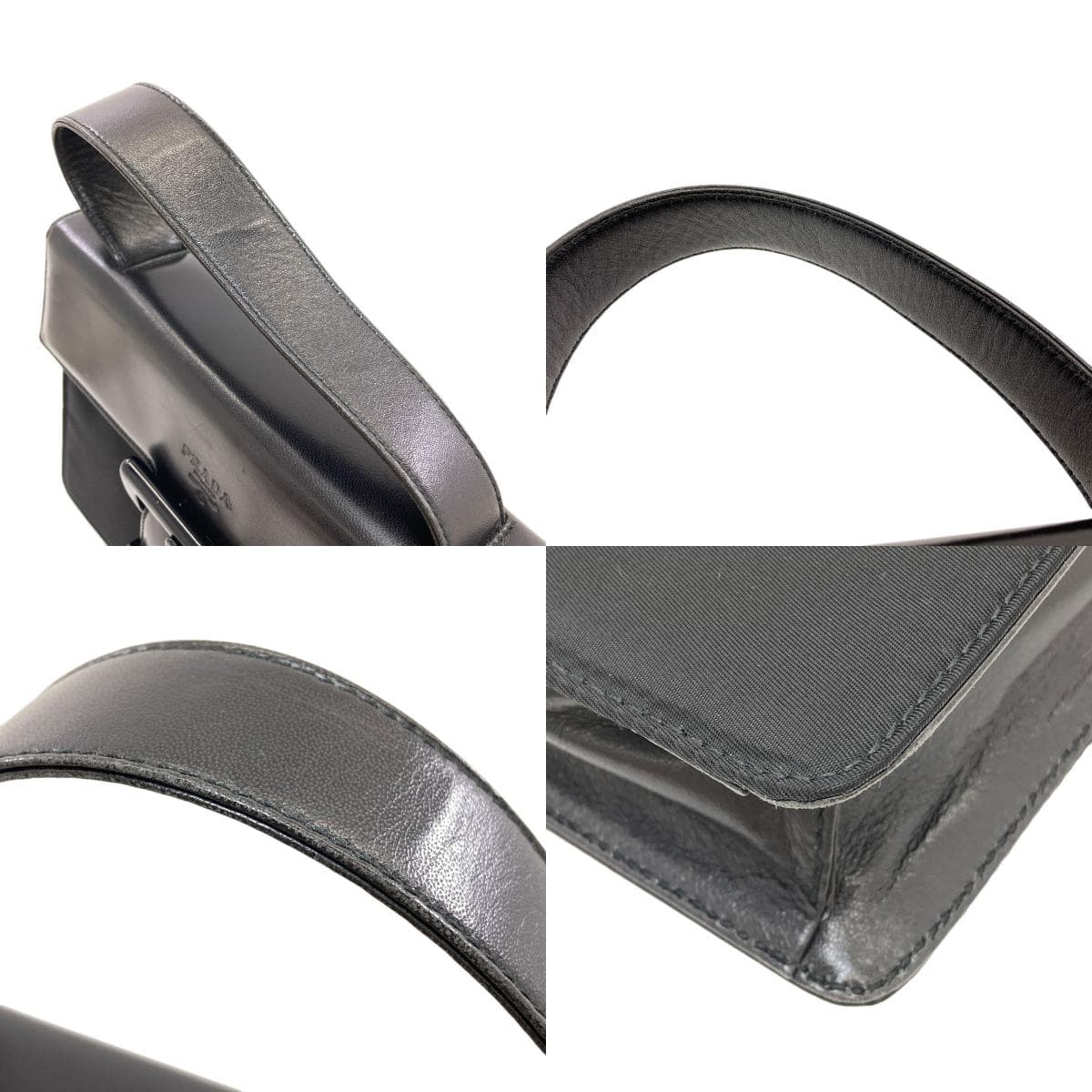 Prada B7128 Belt Motif Handbag Nylon Material/Leather for Women [Used] [PRADA] B7128 9