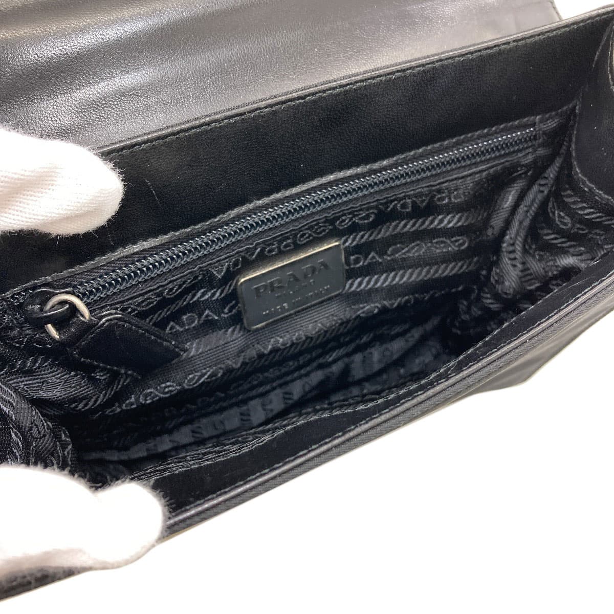 Prada B7128 Belt Motif Handbag Nylon Material/Leather for Women [Used] [PRADA] B7128 5