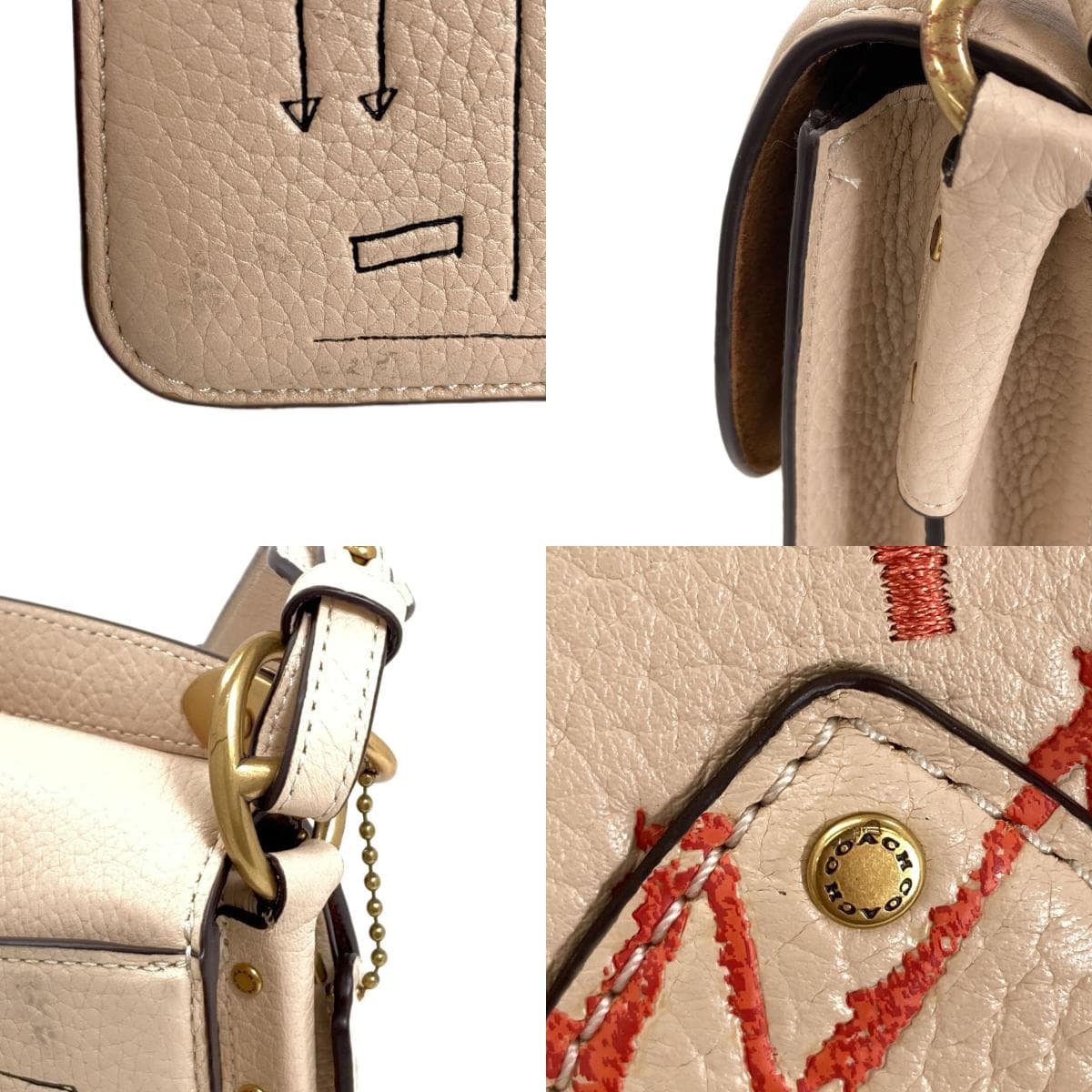 Coach 6892 Basquiat Collaboration 2WAY Shoulder Bag Leather Ladies [Used] [COACH] 6892 7