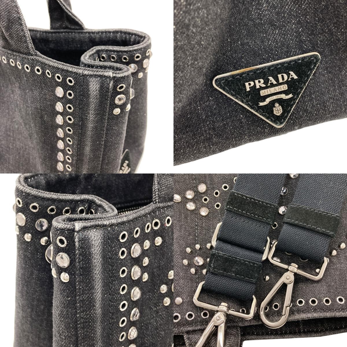 Prada BN2439 Canapa Mini 2WAY Tote Bag Denim Ladies [Used] [PRADA] BN2439 8