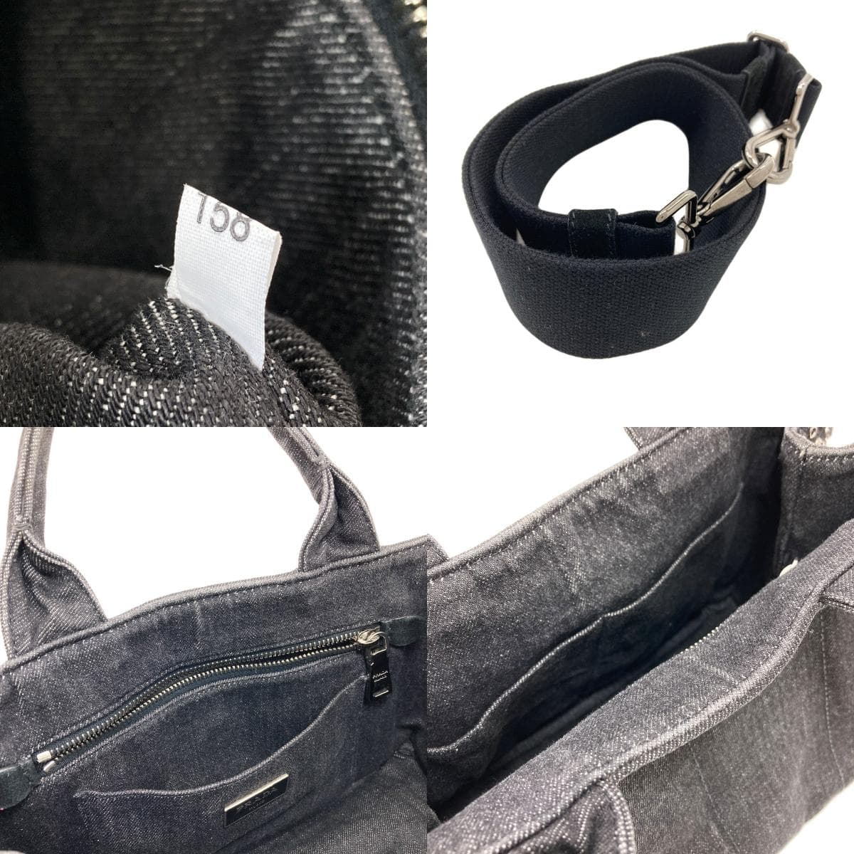 Prada BN2439 Canapa Mini 2WAY Tote Bag Denim Ladies [Used] [PRADA] BN2439 7