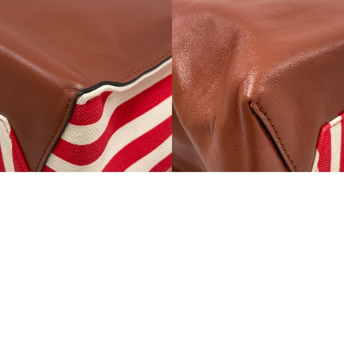 Marni Stripe 2WAY Tote Bag Canvas/Leather Ladies 【Used】【MARNI】 10