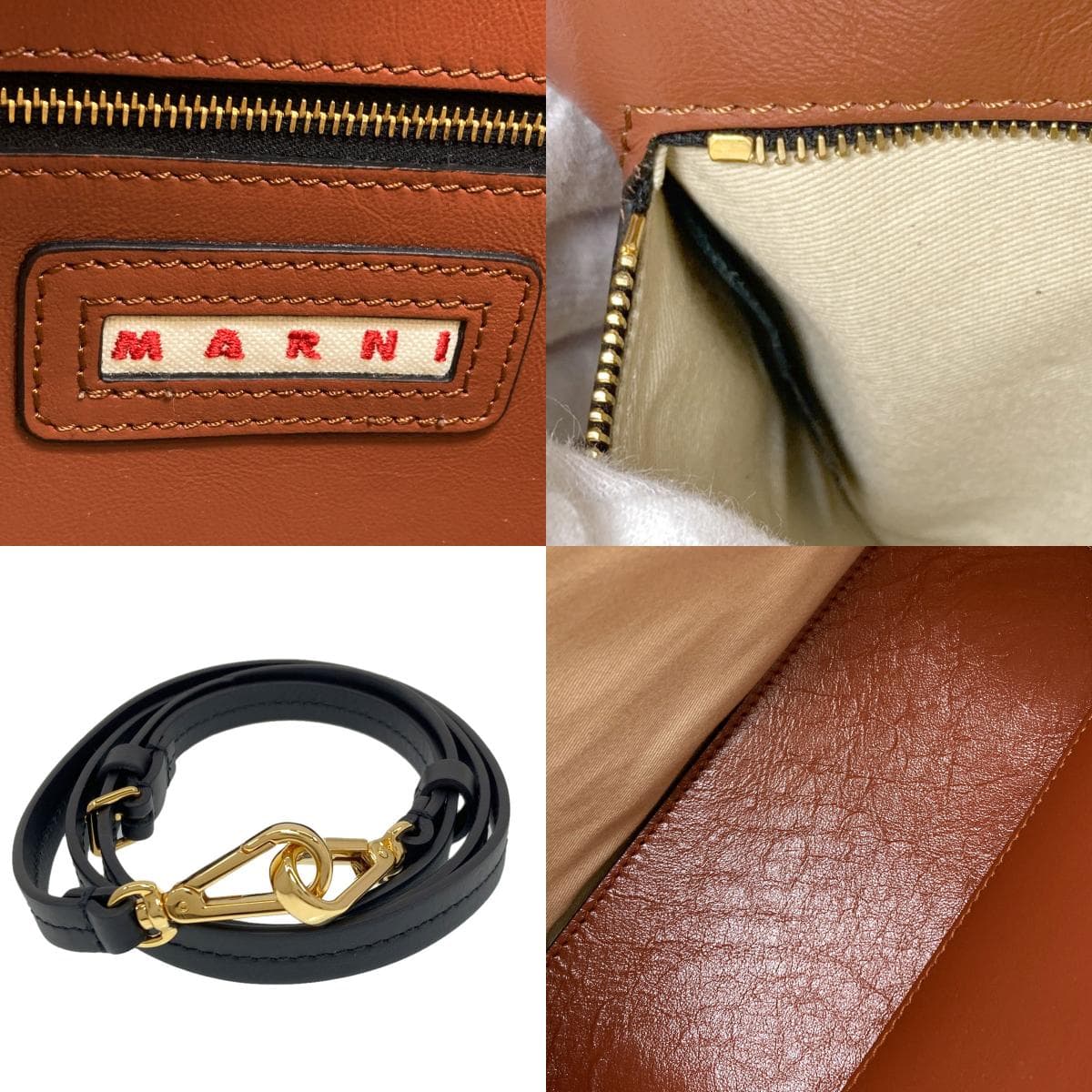 Marni Stripe 2WAY Tote Bag Canvas/Leather Ladies 【Used】【MARNI】 6