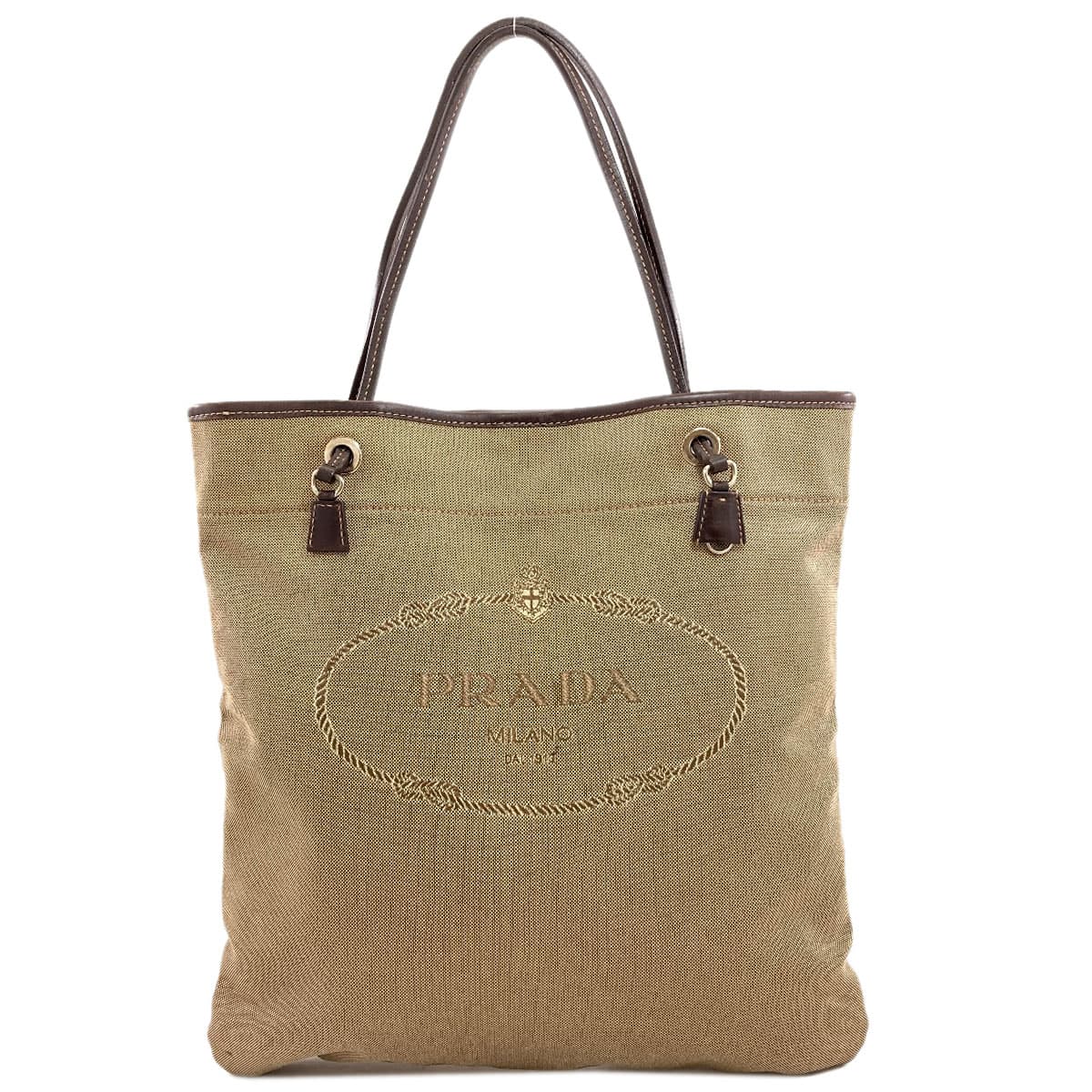 Prada Logo Jacquard Tote Bag Canvas Ladies [Used] [PRADA]