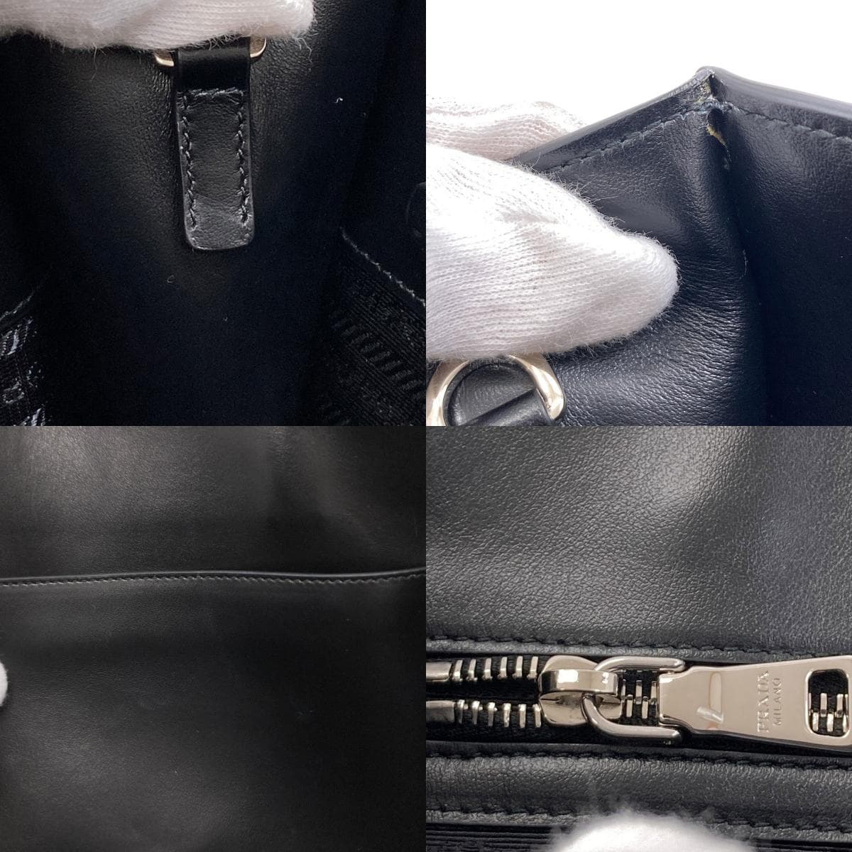 Prada logo handbag calf leather for women [Used] [PRADA] 6