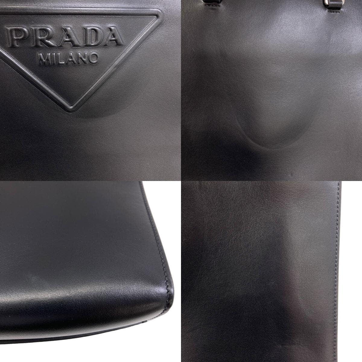 Prada logo handbag calf leather for women [Used] [PRADA] 7