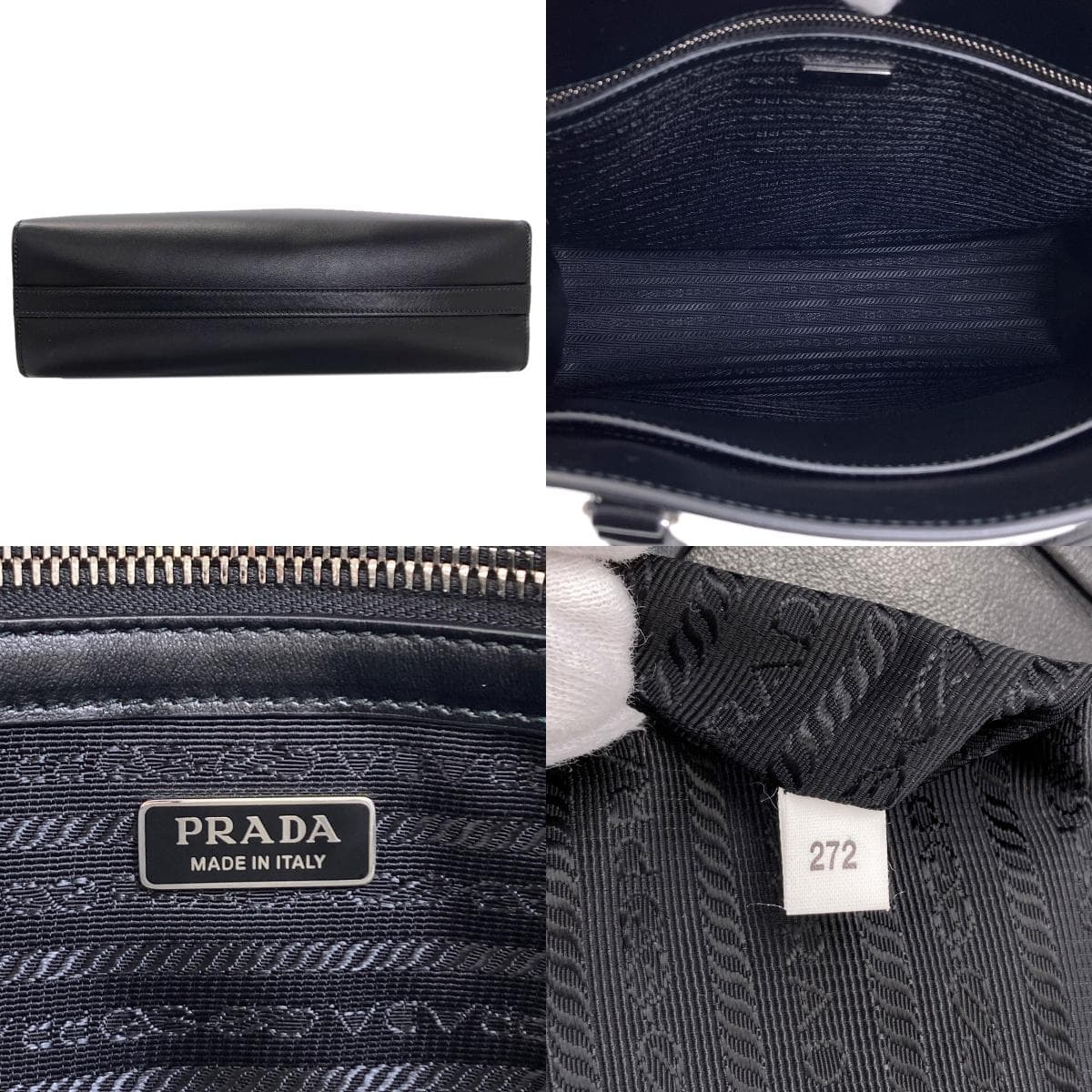 Prada logo handbag calf leather for women [Used] [PRADA] 4