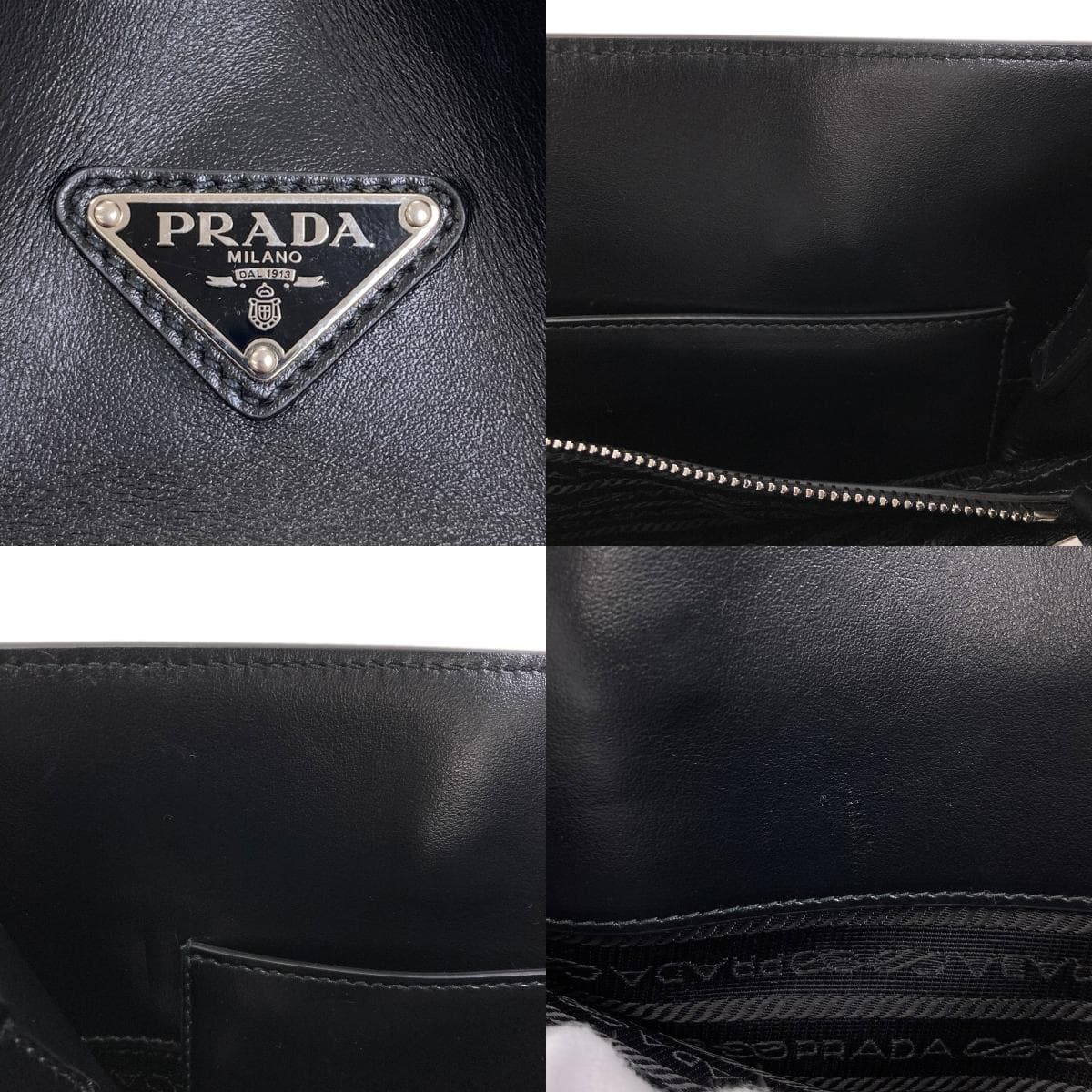 Prada logo handbag calf leather for women [Used] [PRADA] 5