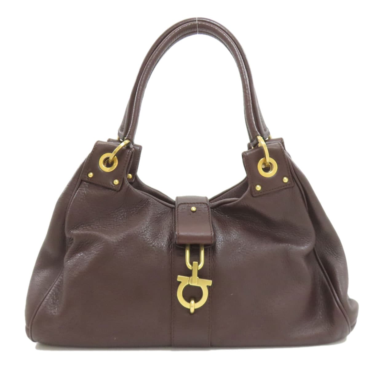 Salvatore Ferragamo Gancini Hardware Handbag, Leather, Women's [Pre-owned] [Salvatore Ferragamo]
