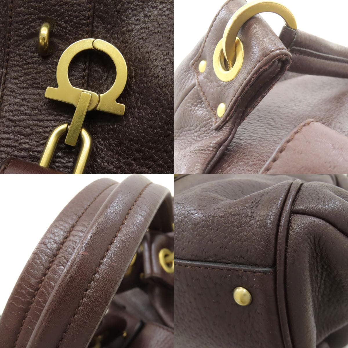 Salvatore Ferragamo Gancini Hardware Handbag, Leather, Women's [Pre-owned] [Salvatore Ferragamo] 9