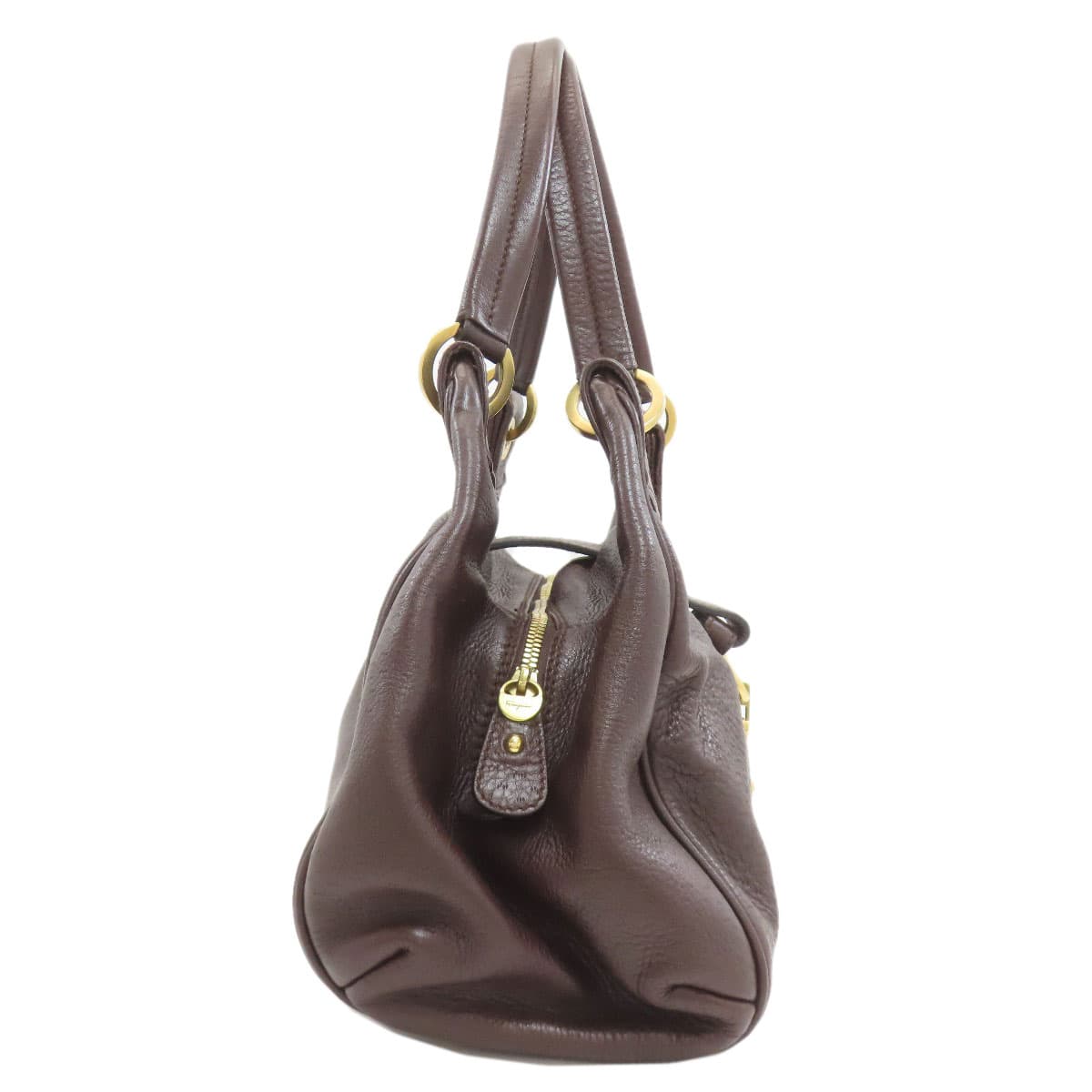 Salvatore Ferragamo Gancini Hardware Handbag, Leather, Women's [Pre-owned] [Salvatore Ferragamo] 3