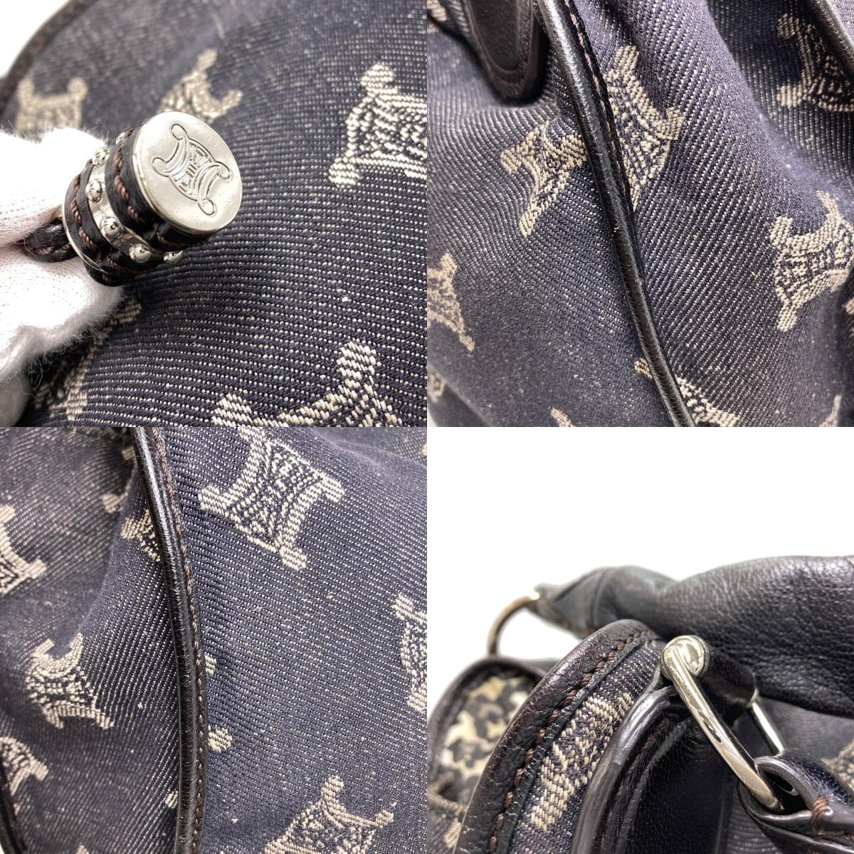 Celine Macadam Print Handbag, Denim, Women's [Pre-owned] [CELINE] 8