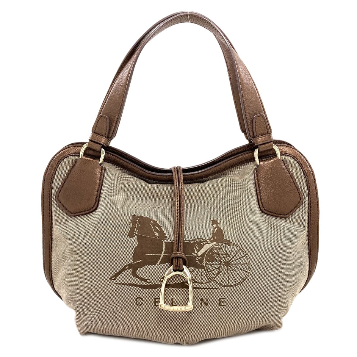 Celine Carriage Print Handbag, Canvas, Women's [Pre-owned] [CELINE]